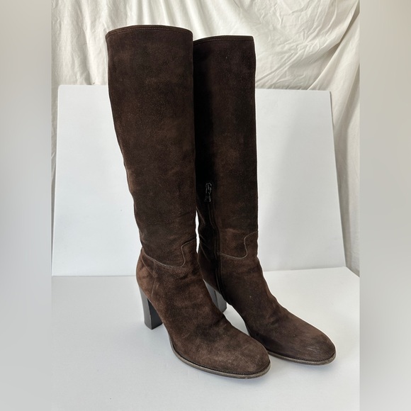 Prada Moro Suede Stretch Knee High Boots Brown 38.5 (US 8.5) Women’s tall boots - Picture 4 of 14
